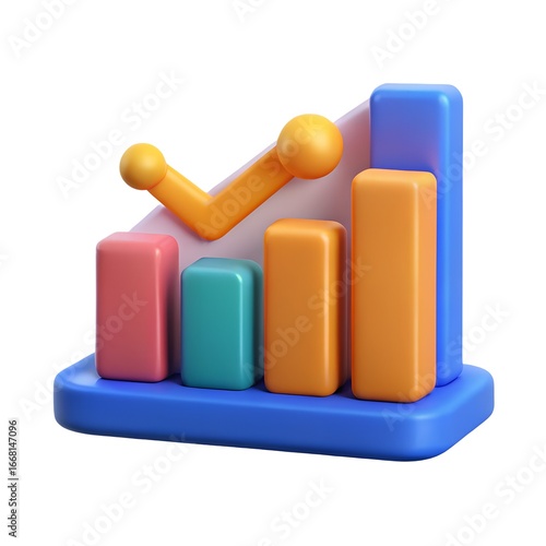 Stock Market Graph 3D Icon Illustration – Financial Growth Chart
