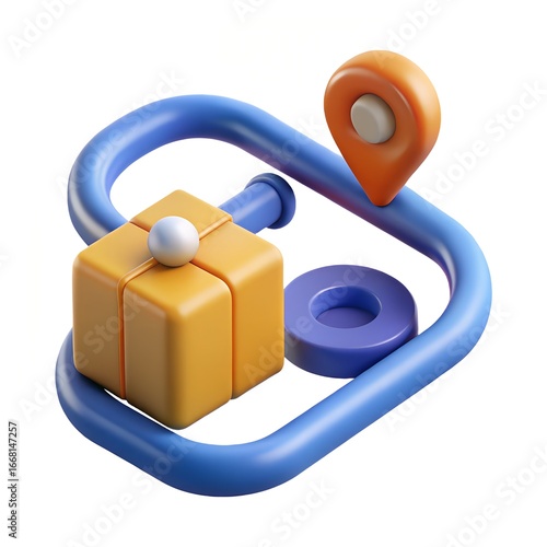 Supply Chain Route Map 3D Icon Illustration – Logistics Network Symbol