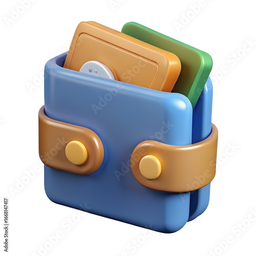 Wallet with Money 3D Icon Illustration – Finance & Savings Concept