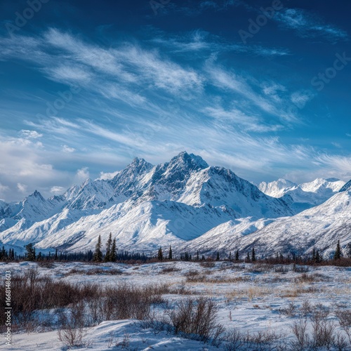Wallpaper Mural contrast snowy peaks and blue sky Alaska Torontodigital.ca