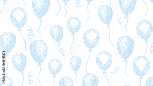 Blue balloons in the white background vector. Celebration seamless pattern .