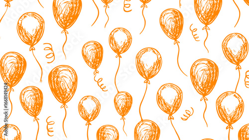 Orange balloons in the white background vector. Celebration seamless pattern .