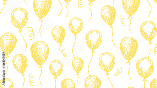 Yellow balloons in the white background vector. Celebration seamless pattern .