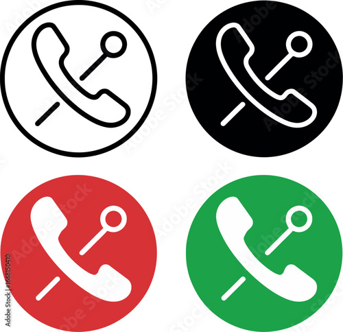 Simple phone icons with a cross indicating a missed or canceled call