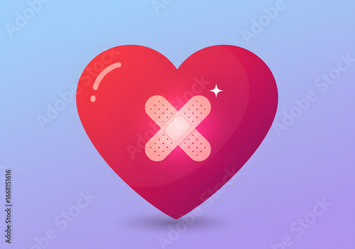 Heart illustration with bandages symbolizing healing and recovery