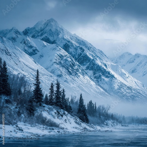 Wallpaper Mural crisp cold snowy mountain scenery Alaska Torontodigital.ca