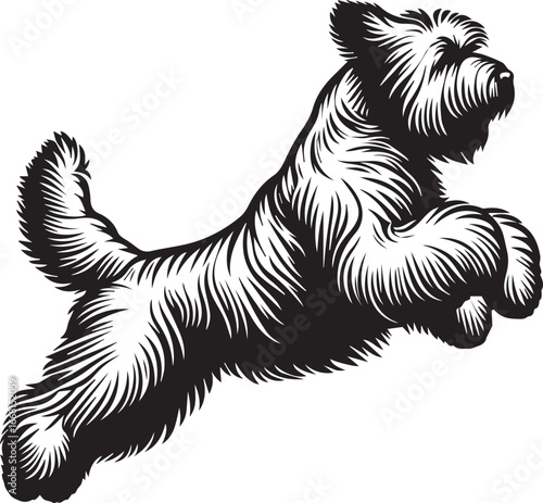 Briard Dog vector in black and white