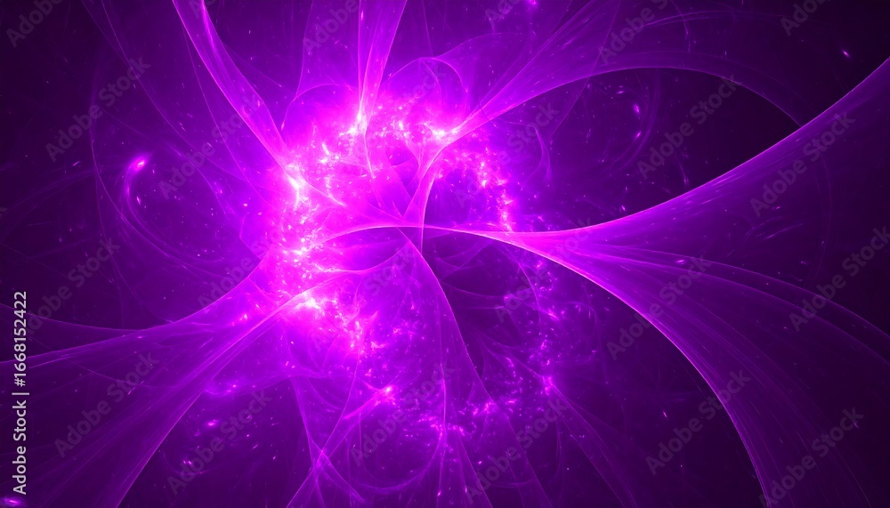 Obraz premium Purple Fractal Energy Burst, Digital Art