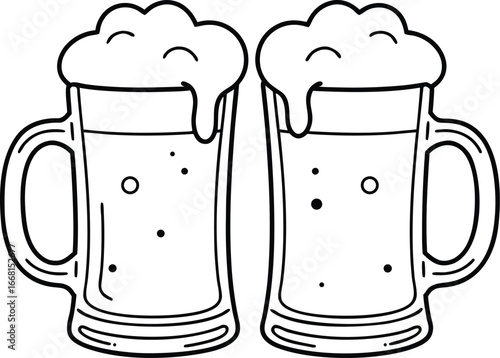 Mug of beer with foam on white background vector illustration
