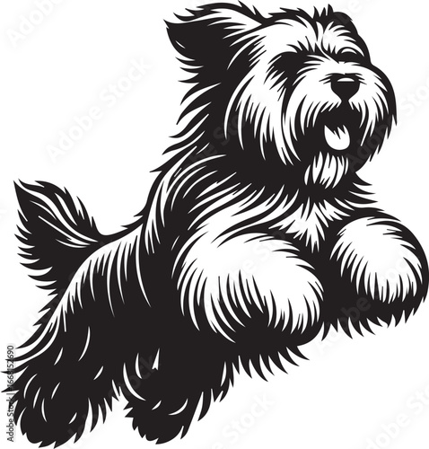 Briard Dog vector in black and white