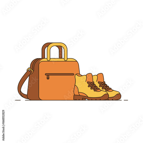 Travel bag and hiking boots for adventure and exploration