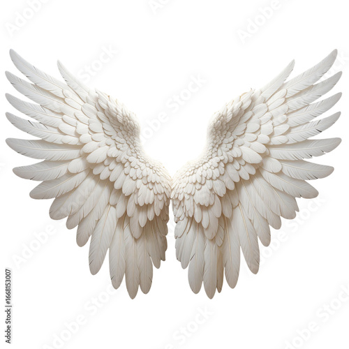 White angel wings with a gold halo