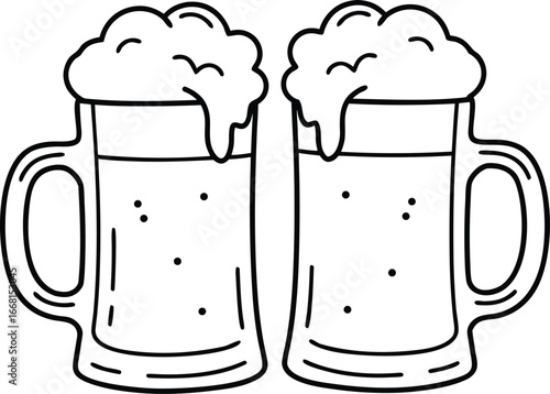 Mug of beer with foam illustration
