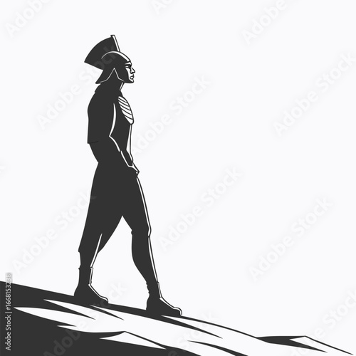 Ancient statue in desert sands silhouette