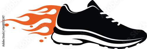 Black and white vector illustration of a shoe