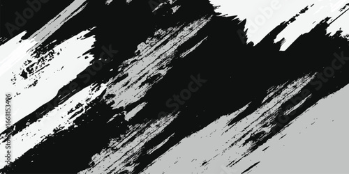 Abstract monochrome brush strokes texture with dynamic contrast and movement for design vector illustration