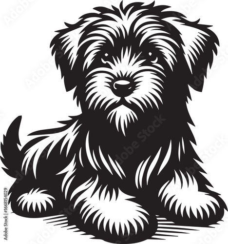 Briard Dog vector in black and white