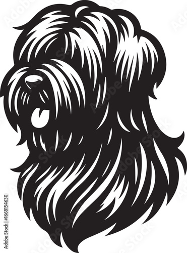 Briard Dog vector in black and white