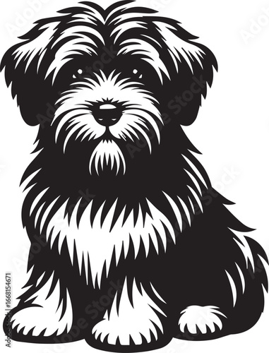 Briard Dog vector in black and white