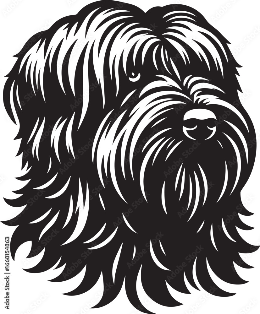 Fototapeta premium Briard Dog vector in black and white