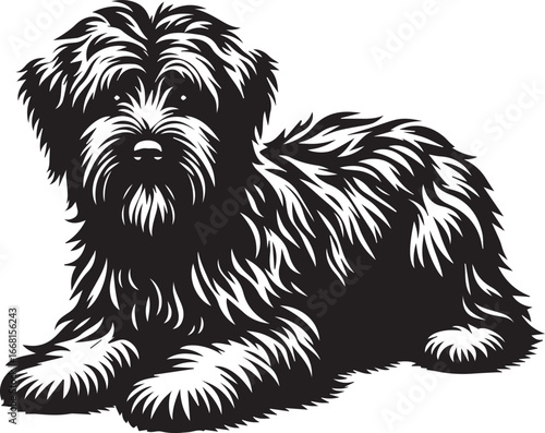 Briard Dog vector in black and white