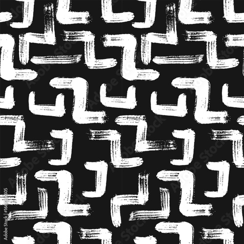 Vector geometric seamless pattern with irregular weave and random wool smear texture. Retro vintage collage style, handdrawn pop maze artwork ideal for wallpaper, textile, and bold graphic design.