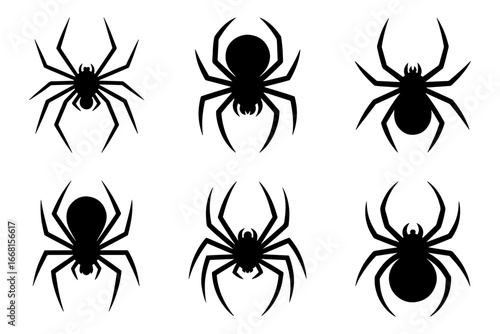 black spider silhouettes for spooky design or Halloween-themed projects