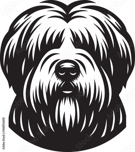 Briard Dog vector in black and white