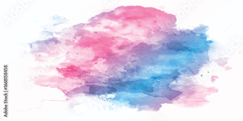 Abstract watercolor splash with vibrant pink blue and purple hues on a light background white background