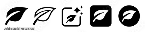Leaf icon. Transparent PNG and vector illustration for ecology.