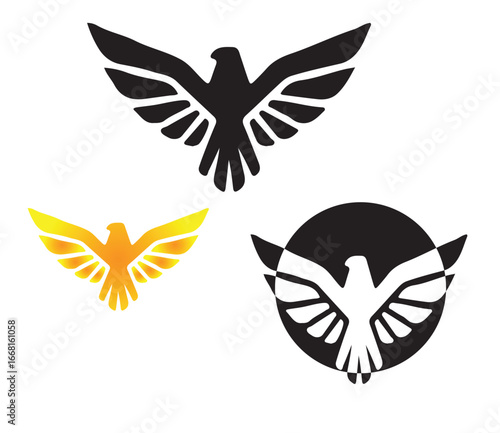 black and white eagle icon for brand name 