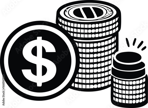Money coins with dollar symbol representing finance wealth and financial growth