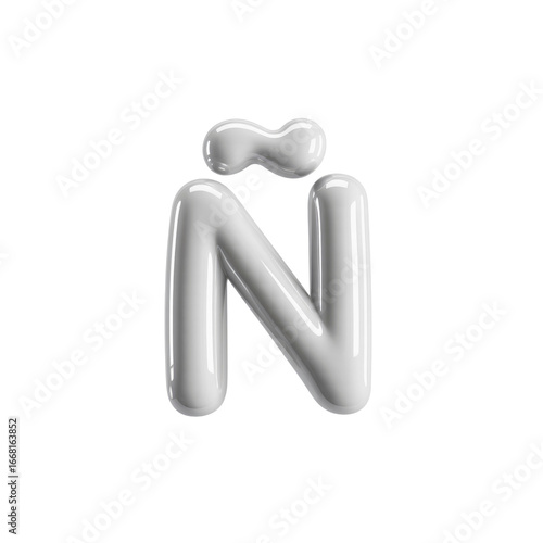 3D Render of Glossy White Letter � with Tilde
