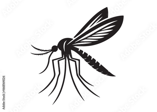 mosquito logo silhouette vector, vector black silhouette of a mosquito, gnat silhouette, mosquito silhouette vector illustration, dangerous mosquito logo silhouette vector on white background.