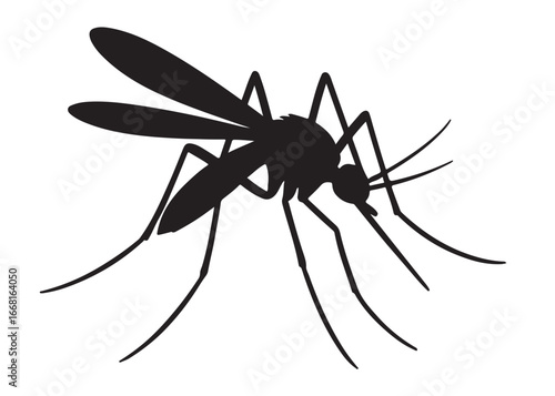 mosquito logo silhouette vector, vector black silhouette of a mosquito, gnat silhouette, mosquito silhouette vector illustration, dangerous mosquito logo silhouette vector on white background.