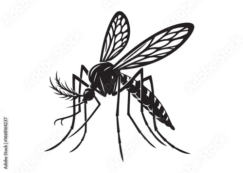 mosquito logo silhouette vector, vector black silhouette of a mosquito, gnat silhouette, mosquito silhouette vector illustration, dangerous mosquito logo silhouette vector on white background.