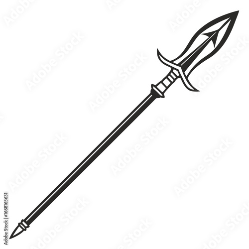 Ancient spear in museum display silhouette