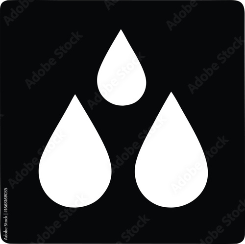 Abstract water droplet symbolism representing purity refreshment and fluidity in a clean white design with black background elements