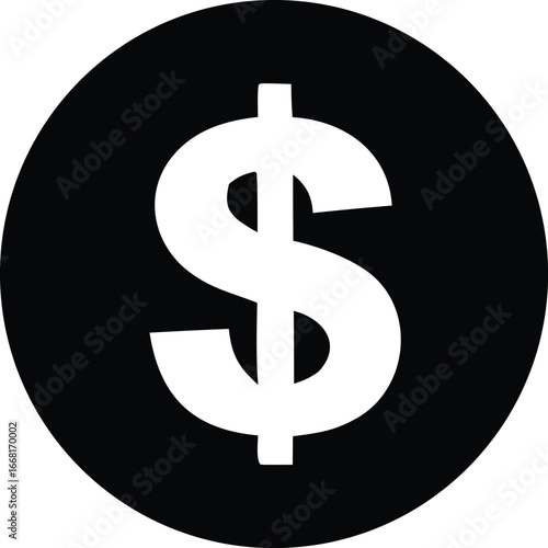 Symbol of wealth and finance a bold black circle featuring a prominent white dollar sign representing money and economic concepts