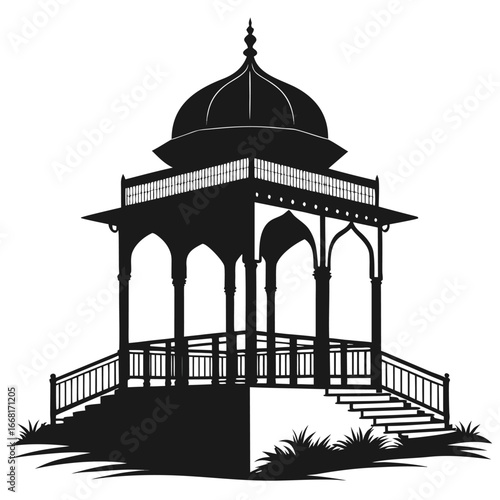 Ancient market tent silhouette