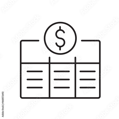 A vector icon of an expense table with grid layout, created in line style with editable stroke