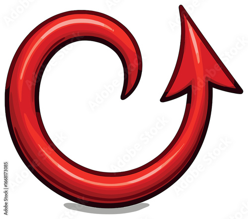 Devilish tail vector icon - symbol of halloween, evil, and mischief in red spiral design
