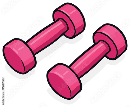 Vibrant pink dumbbells: fitness equipment, workout gear, exercise tools, home gym essentials vector
