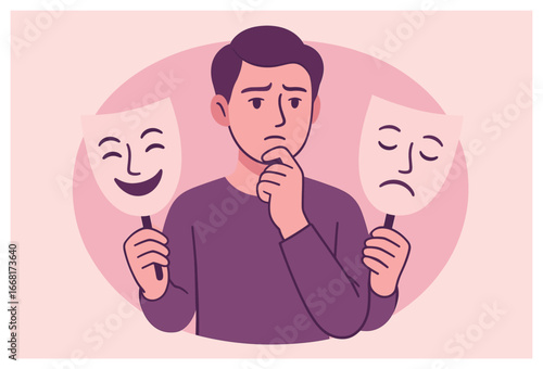 Emotional duality concept vector depicting human emotions and expressions