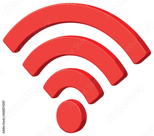 Wifi symbol vector: bold, red signal icon for connectivity concepts and modern design