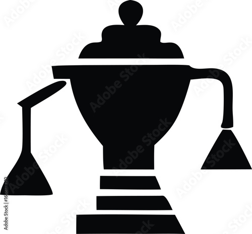 Iconographic representation of an ancient coffee maker or mocha pot silhouette symbolizing caffeine and morning rituals