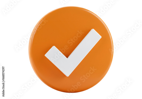 オレンジ色の円形チェックマーク立体的なデザイン