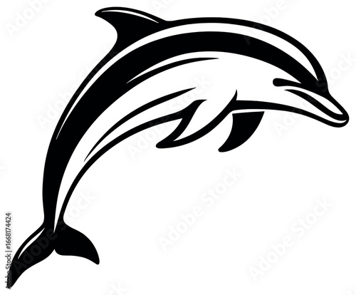 Dolphin vector art | graceful marine mammal jumping silhouette | minimalistic sea life design