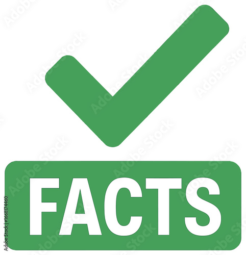 Facts confirmation icon vector - green checkmark for information validation and verification