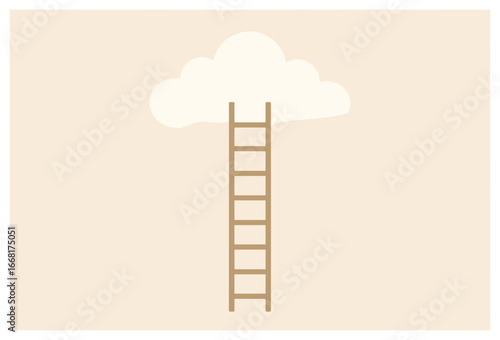 Climbing the ladder to success: a dream concept with cloud elements for inspiration and motivation
